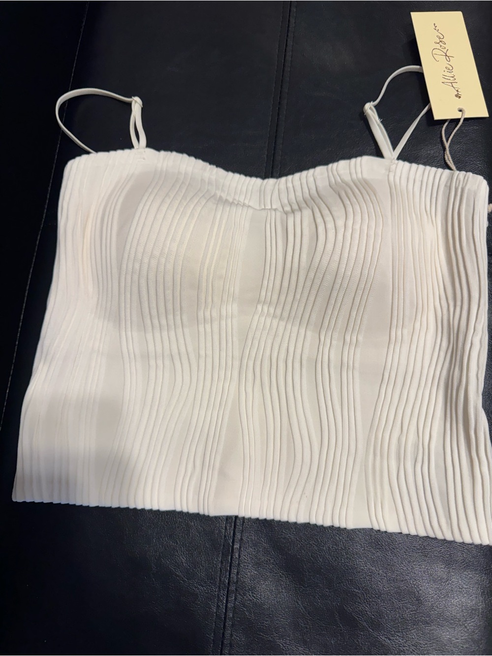 Cream Pleated tank top Crop Top size M